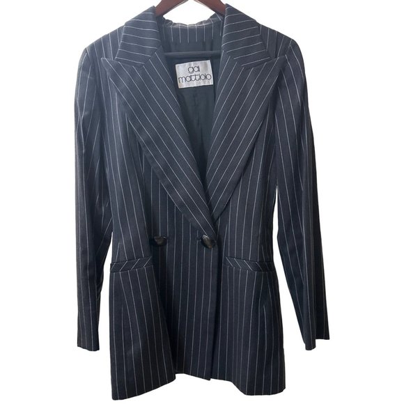 Vintage Gai Mattiolo Charcoal Grey white pinstriped 2-piece dress suit - Picture 3 of 15